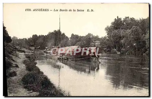 Ansichtskarte AK Bateau Peniche Asnieres Les bords de la Seine