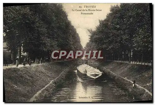 Cartes postales Bateau Peniche Troyes Le canal de la Haute Seine Promenade