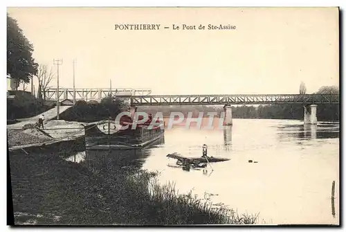 Ansichtskarte AK Bateau Peniche Ponthierry Le pont de Ste Assise