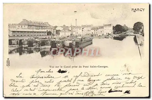 Cartes postales Bateau Peniche Nancy Vue sur le canal prise du pont Saint-Georges