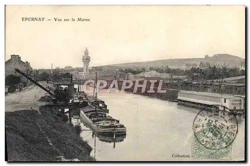 Cartes postales Bateau Peniche Epernay Vue sur la Marne