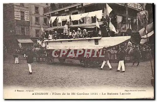 Cartes postales Bateau Peniche Avignon Fetes de la Mi Careme 1921 Le bateau lavoir