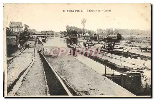 Cartes postales Bateau Peniche Saint-Denis L&#39ecluse et le canal