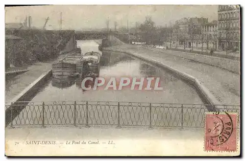 Cartes postales Bateau Peniche Saint-Denis Le pont du canal