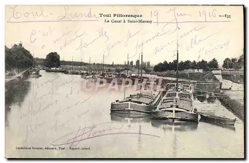 Cartes postales Bateau Peniche Toul le canal a Saint Mansuy