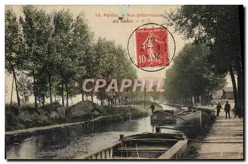 Cartes postales Bateau Peniche Pantin Canal