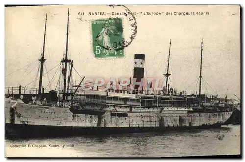 Cartes postales Bateau Paquebot Nantes Dans le port L'Europe des Chargeurs Reunis