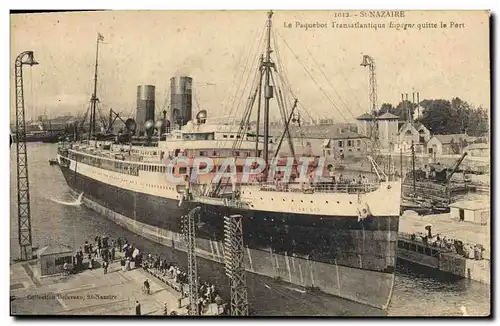 Ansichtskarte AK Bateau Paquebot Saint-Nazaire Le paquebot Transatlantique Espagne quitte le port