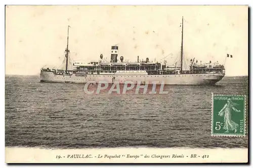 Cartes postales Bateau Paquebot Pauillac Le paquebot Europe des Chargeurs Reunis