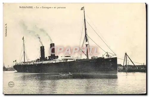 Cartes postales Bateau St Nazaire La Gascogne en partance