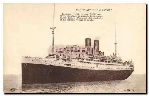 Cartes postales Bateau Paquebot de Grasse