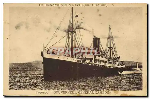 Cartes postales Bateau Paquebot Cie de Navigation Mixte Cie Touache Gouverneur General Cambon