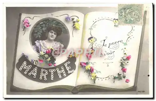 Cartes postales Fantaisie Prenom Marthe