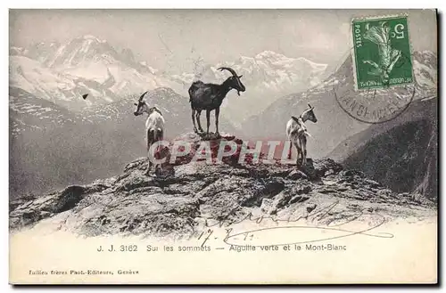 Cartes postales Chevre Sur les sommets Aiguille verte et le Mont Blanc