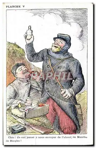 Cartes postales Fantaisie Illustrateur Leandre Soldat Militaria Menthe de Ricqles