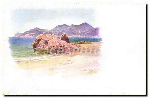 Cartes postales Fantaisie Illustrateur Lessieux La Bocca et les Monts de l&#39Esterel