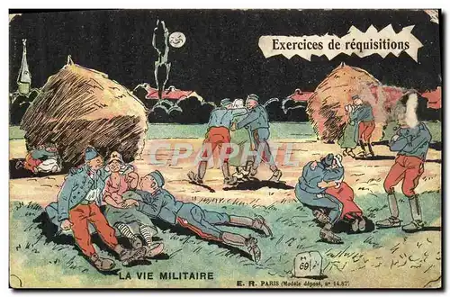 Cartes postales Fantaisie Militaria Exercices de requisitions