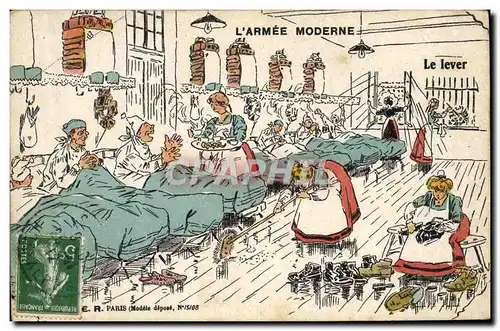 Cartes postales Fantaisie Militaria Le lever