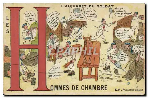 Cartes postales Fantaisie Militaria L&#39alphabet du soldat Hommes de chambre