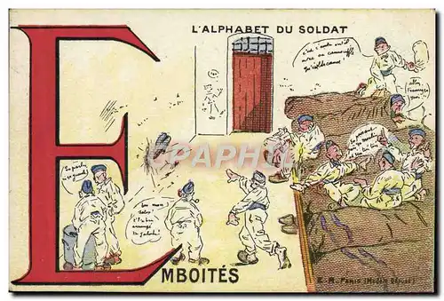 Ansichtskarte AK Fantaisie Militaria L&#39alphabet du soldat Emboites