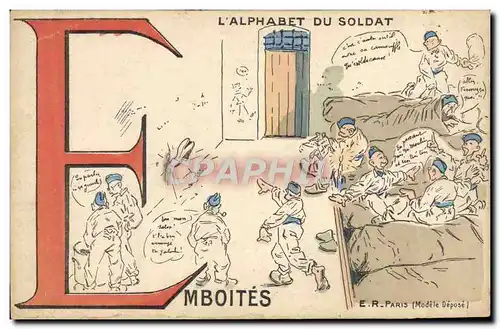 Cartes postales Fantaisie Militaria L&#39alphabet du soldat Emboites