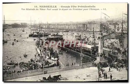 Ansichtskarte AK Marseille Grande Fete presidentielle Vue generale du vieux port avant le depart du President pou