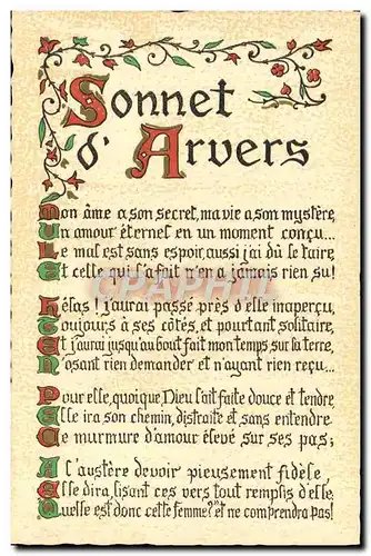 Cartes postales Sonnet Arvers