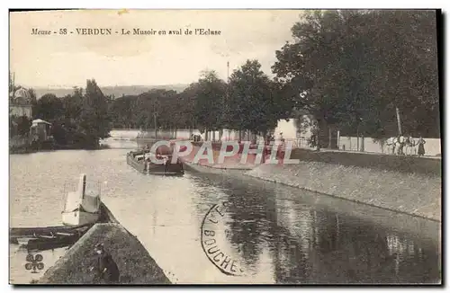 Cartes postales Bateau Peniche Verdun Le Musoir en aval de l'ecluse