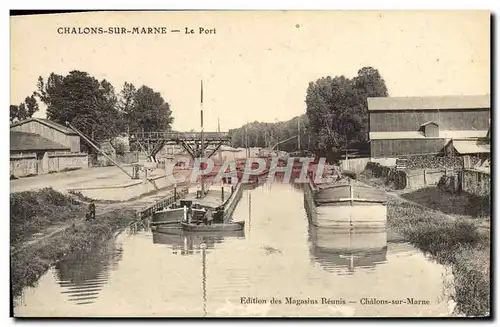 Ansichtskarte AK Bateau Peniche Chalons sur Marne Le port