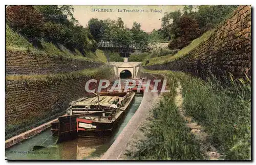 Cartes postales Bateau Peniche Liverdun La tranchee et le tunnel