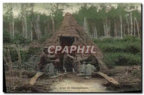 Cartes postales Foret Folklore Loge de charbonniers TOP