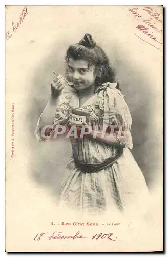 Cartes postales Fantaisie Enfants Les cinq sens Le gout Confiture