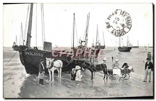 Ansichtskarte AK Ane Mule Berck Plage Les bateaux a mree basse