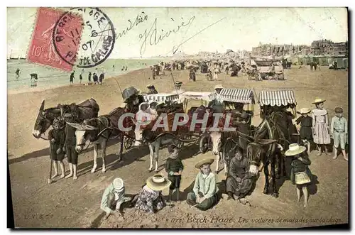 Cartes postales Ane Mule Berck Plage Les voitures de malades sur la plage