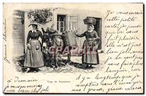 Cartes postales Ane Mule Types de paysannes Folklore