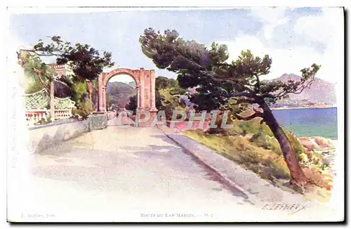 Cartes postales Fantaisie Illustrateur Route du Cap Martin