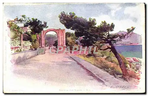 Cartes postales Fantaisie Illustrateur Route du Cap Martin