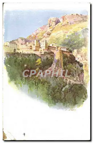 Cartes postales Fantaisie Illustrateur Monaco Le palais