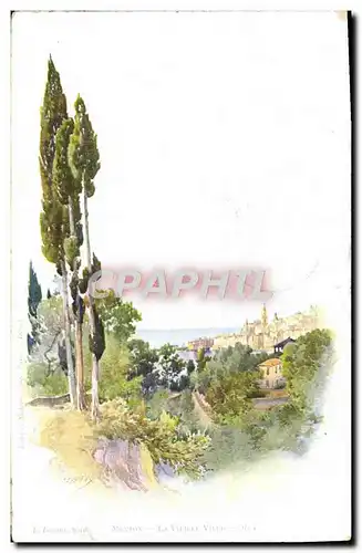 Cartes postales Fantaisie Illustrateur Menton La vieille ville