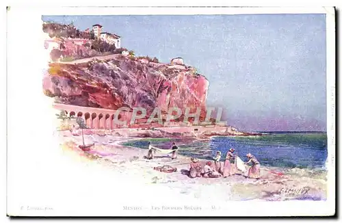 Cartes postales Fantaisie Illustrateur Menton Les rochers rouges