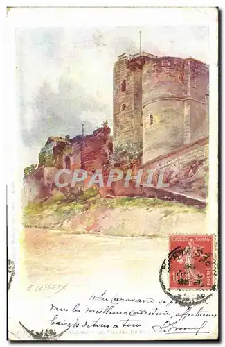 Cartes postales Fantaisie Illustrateur Cannes Les vieilles tours