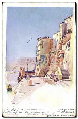 Cartes postales Fantaisie Illustrateur Villefranche Le quai