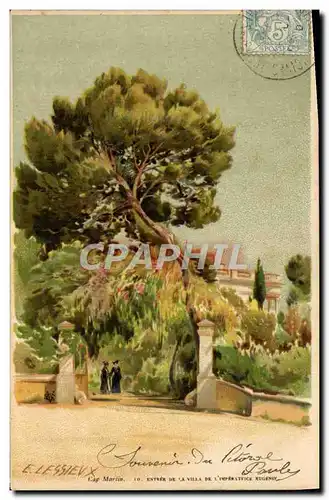 Cartes postales Fantaisie Illustrateur Cap Martin Entree de la villa de l&#39imperatrice Eugenie