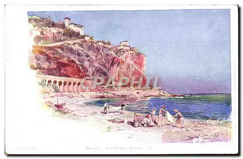 Cartes postales Fantaisie Illustrateur Menton Les rochers rouges