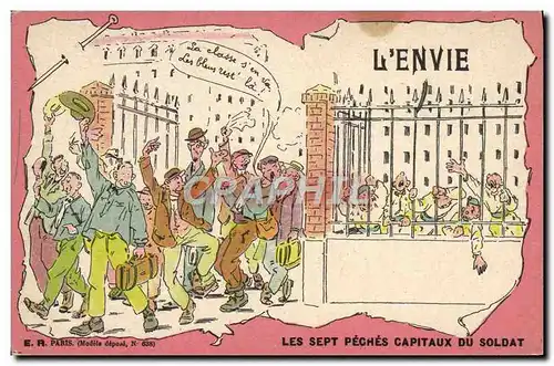 Cartes postales Militaria L&#39envie Sept Peches Capitaux du soldat
