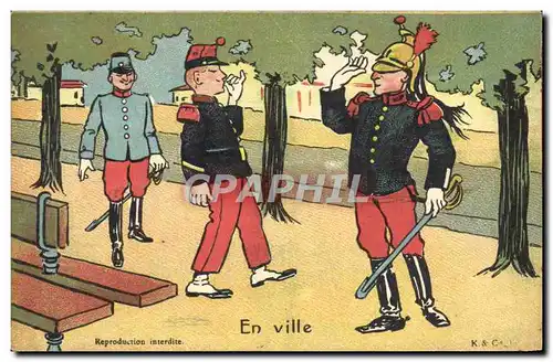 Cartes postales Militaria En ville