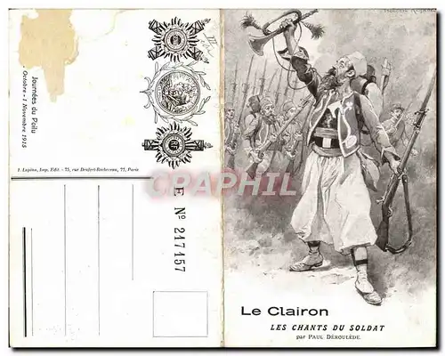 Cartes postales Militaria Le clairon Les chants du soldat par Paul Deroulede