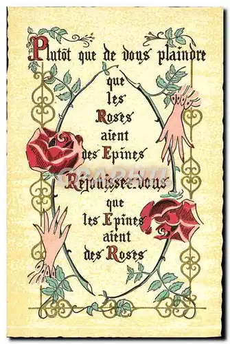 Cartes postales Fantaisie Devise Roses