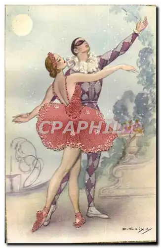 Cartes postales Fantaisie Danse Femme (robe en tissu)