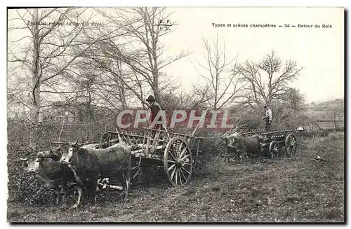 Ansichtskarte AK Folklore Retour du bas Vaches Attelage